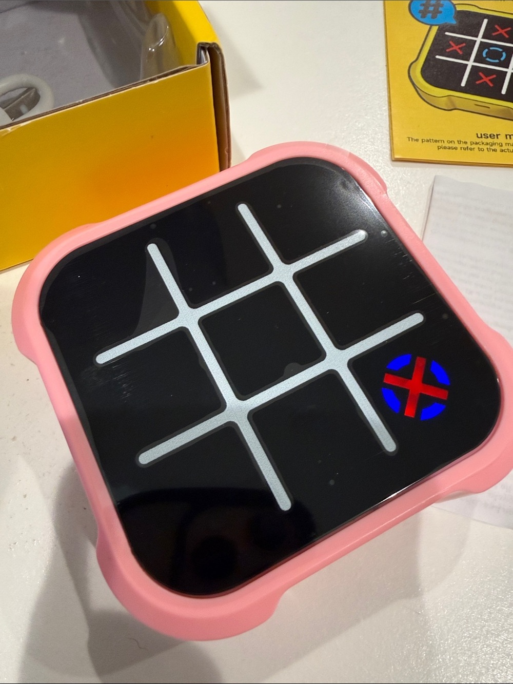 Electronic Tic Tac Toe Game Handheld Portable Travel Game Pink